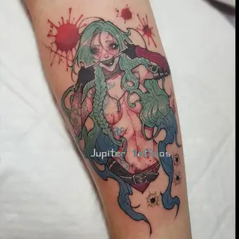 9*16cm Tumši Klauns Meitene Ziedu Roku Ūdensizturīgs Tetovējumu Uzlīmes