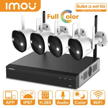 Dahua 4MP Video Drošības Sistēmas Bezvadu VRR Komplekts IP67 Pilnu Krāsu Nakts Redzamības Audio Ierakstīšanas Wi-Fi Savienojuma Lodi 2E 4MP