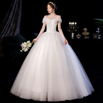 Jauno Modes Klasika Vienkārši korejas Mīļotā Kāzu kleitas plus lieluma pie pleca Loku Vestidos De Noiva 2022 Drēbes De Mariage